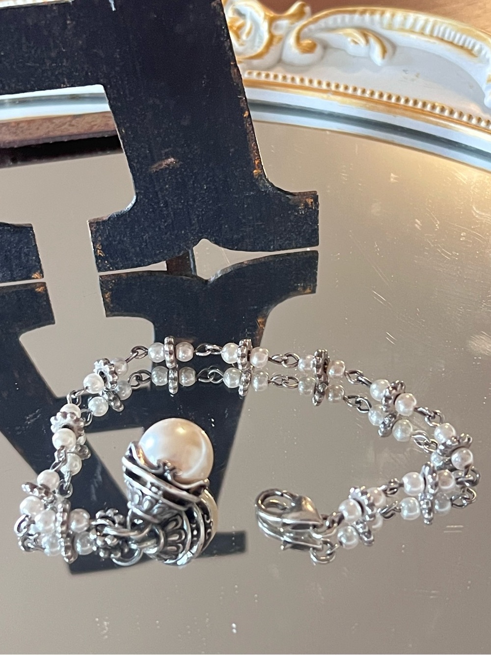 Silver Pearl Beaded Bracelet - Picture 5 of 7